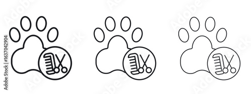 Pet grooming icon logo black pictogram set. Graphic simple vector icon