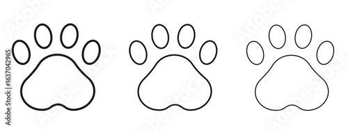 Paw icon logo black pictogram set. Graphic simple vector icon