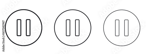 Pause icon logo black pictogram set. Graphic simple vector icon