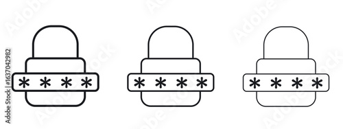 Password icon logo black pictogram set. Graphic simple vector icon