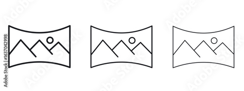 Panoramic icon logo black pictogram set. Graphic simple vector icon