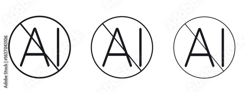 No ai sign icon logo black pictogram set. Graphic simple vector icon