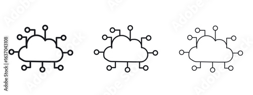 Network cloud icon logo black pictogram set. Graphic simple vector icon