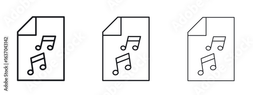 Music File icon logo black pictogram set. Graphic simple vector icon