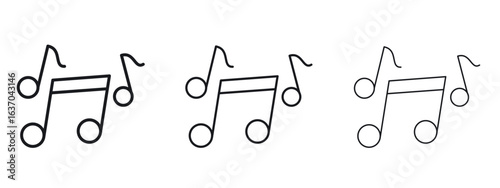 Music icon logo black pictogram set. Graphic simple vector icon