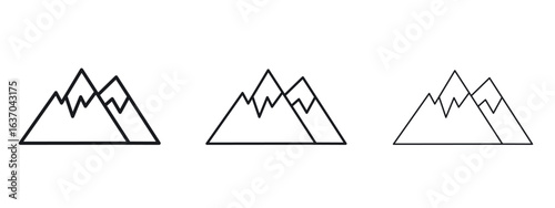 Mountains icon logo black pictogram set. Graphic simple vector icon