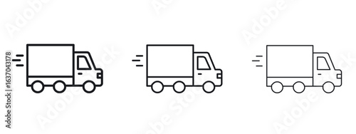 Moving truck icon logo black pictogram set. Graphic simple vector icon