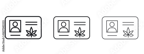 Medical marijuana card icon logo black pictogram set. Graphic simple vector icon