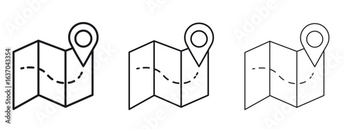 Map icon logo black pictogram set. Graphic simple vector icon