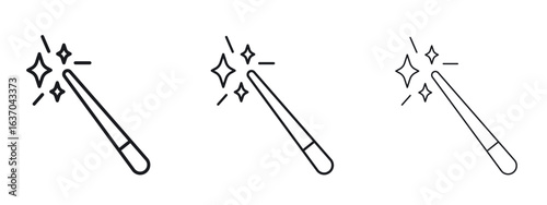 Magic wand icon logo black pictogram set. Graphic simple vector icon