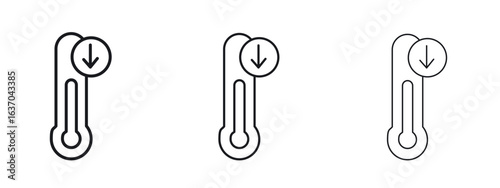 Low Temperature icon logo black pictogram set. Graphic simple vector icon