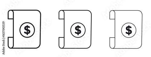 Invoice icon logo black pictogram set. Graphic simple vector icon