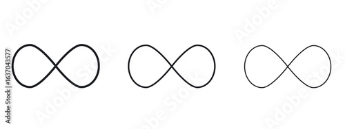 Infinity icon logo black pictogram set. Graphic simple vector icon