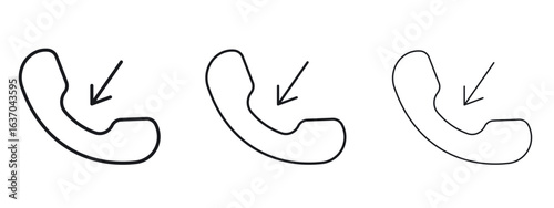 Incoming Call icon logo black pictogram set. Graphic simple vector icon