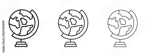 Globe icon logo black pictogram set. Graphic simple vector icon