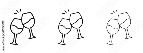 Glass-cheers icon logo black pictogram set. Graphic simple vector icon
