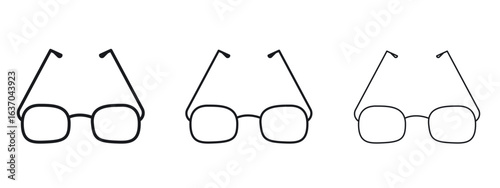 Glasses icon logo black pictogram set. Graphic simple vector icon