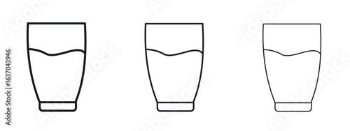 Glass icon logo black pictogram set. Graphic simple vector icon