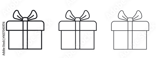 Gift icon logo black pictogram set. Graphic simple vector icon