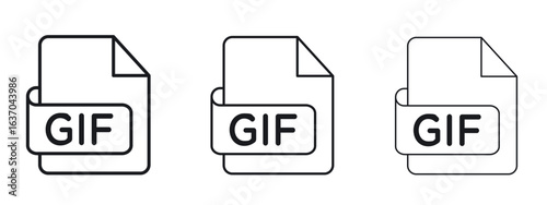Gif icon logo black pictogram set. Graphic simple vector icon