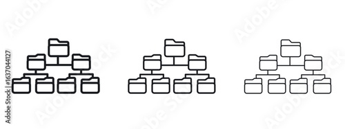 Folder tree icon logo black pictogram set. Graphic simple vector icon