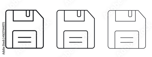 Floppy disk icon logo black pictogram set. Graphic simple vector icon