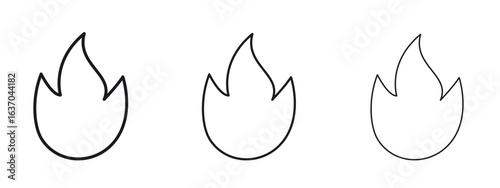 Flame icon logo black pictogram set. Graphic simple vector icon
