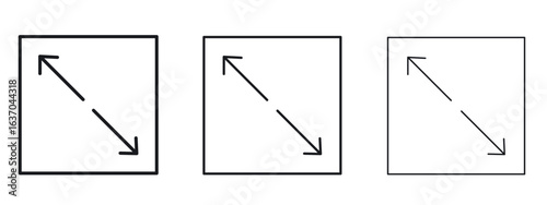 Expand icon logo black pictogram set. Graphic simple vector icon