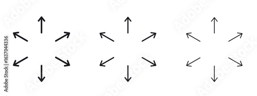 Expand arrows icon logo black pictogram set. Graphic simple vector icon