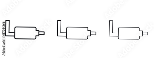 Exhaust pipe icon logo black pictogram set. Graphic simple vector icon