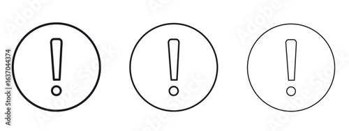 Exclamation interface icon logo black pictogram set. Graphic simple vector icon