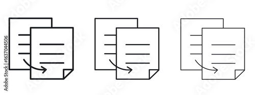 Duplicate icon logo black pictogram set. Graphic simple vector icon