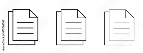 Document icon logo black pictogram set. Graphic simple vector icon