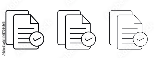 Document accept icon logo black pictogram set. Graphic simple vector icon