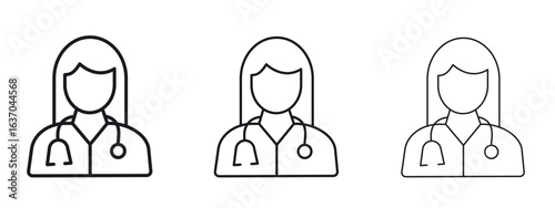 Doctor icon logo black pictogram set. Graphic simple vector icon