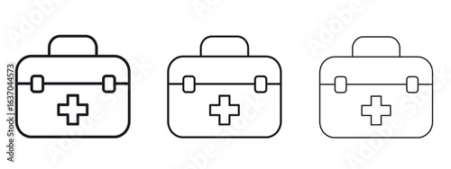 Doctor bag icon logo black pictogram set. Graphic simple vector icon