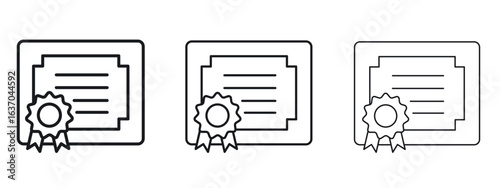 Diploma icon logo black pictogram set. Graphic simple vector icon