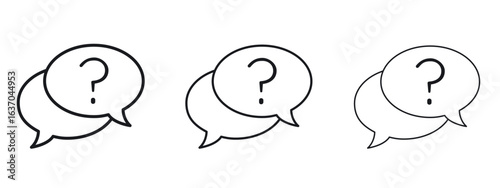 Comment question icon logo black pictogram set. Graphic simple vector icon