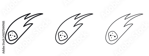 Comet icon logo black pictogram set. Graphic simple vector icon