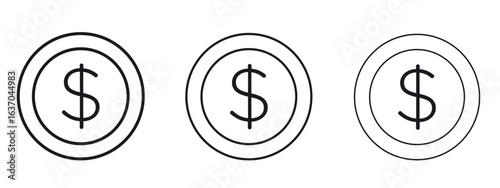 Coin icon logo black pictogram set. Graphic simple vector icon