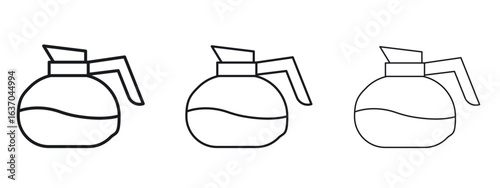 Coffee pot icon logo black pictogram set. Graphic simple vector icon