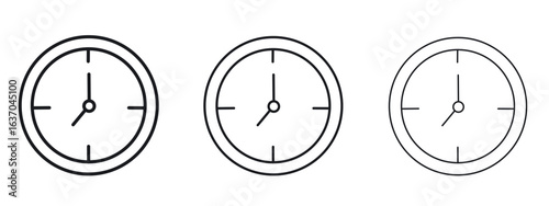 Clock seven icon logo black pictogram set. Graphic simple vector icon