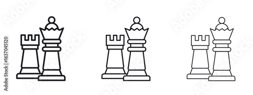 Chess icon logo black pictogram set. Graphic simple vector icon