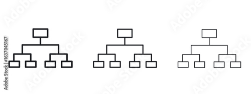 Chart tree icon logo black pictogram set. Graphic simple vector icon