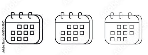 Calendar icon logo black pictogram set. Graphic simple vector icon