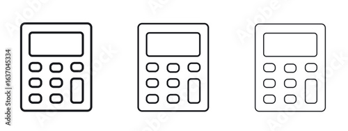 Calculator icon logo black pictogram set. Graphic simple vector icon