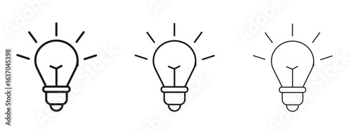 Bulb icon logo black pictogram set. Graphic simple vector icon