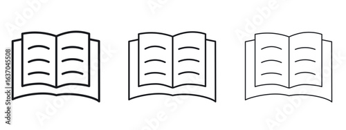 Book open icon logo black pictogram set. Graphic simple vector icon