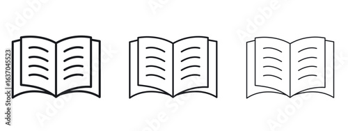 Book icon logo black pictogram set. Graphic simple vector icon