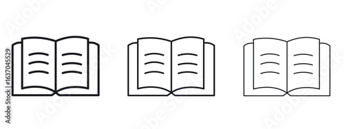 Book icon logo black pictogram set. Graphic simple vector icon